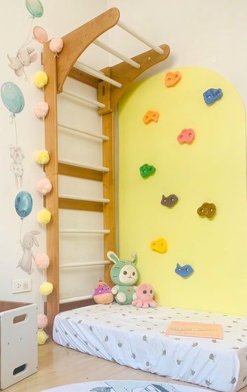 Wall Climber and Rock Climbing Wall